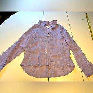 J. Jill pastel lavender medium petite 100% linen button down long sleeve
